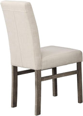 Transitional Dining Chair Set of 2, Beige Linen Upholstered Side Chair for Home Kitchen and Dining Room, Oak