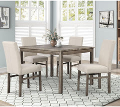 Transitional Dining Chair Set of 2, Beige Linen Upholstered Side Chair for Home Kitchen and Dining Room, Oak