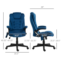 Velvet High Back Vibrating Massage Office Chair, Drak Blue