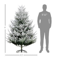 Flocked Hinged Xmas Tree, Artificial Christmas Tree with 795 Tips, Steel Base, Auto Open