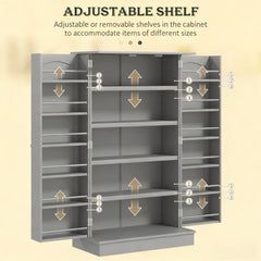 5-Tier Adjustable Storage,Pantry Cabinet,for Kitchen,Door Shelves,Double Doors