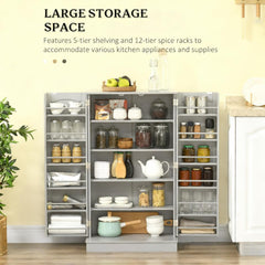 5-Tier Adjustable Storage,Pantry Cabinet,for Kitchen,Door Shelves,Double Doors