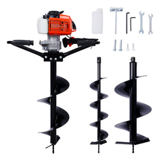 2.7HP Post Hole Digger 63cc two person handle Gas-Powered 2-Stroke Auger Digging Drill Shaft Size 3/4" (Machine Only)EPA COMPLAINT With L6"+L10"+L12" DRILL BITS