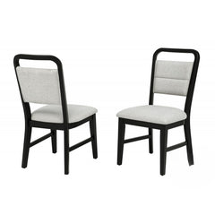 Contemporary Dining Room 5 Piece Set Solid Wood Round Dining Table with 4 Upholstered Side Chairs, Gray/Black