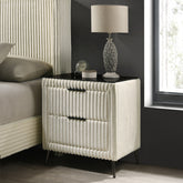 Mavela Wide Wale Corduroy Upholstery Nightstand, Cream