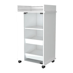 Willow Park Glass Door Bar Cart with Bottle Holder and Casters White