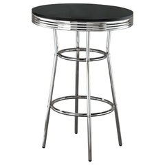 Black 3-piece Round 1950s Bistro Pub Bar Table Set