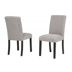 Gray Fabric Upholstered Dining Chair Set of 2 Black Wood Legs Dining Room Kitchen Side Chair Set