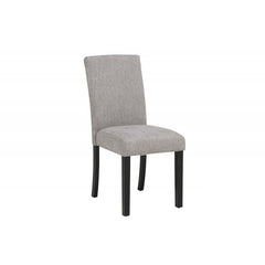 Gray Fabric Upholstered Dining Chair Set of 2 Black Wood Legs Dining Room Kitchen Side Chair Set