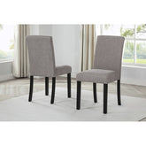 Gray Fabric Upholstered Dining Chair Set of 2 Black Wood Legs Dining Room Kitchen Side Chair Set