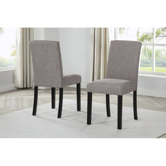 Gray Fabric Upholstered Dining Chair Set of 2 Black Wood Legs Dining Room Kitchen Side Chair Set