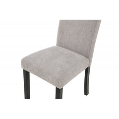Gray Fabric Upholstered Dining Chair Set of 2 Black Wood Legs Dining Room Kitchen Side Chair Set