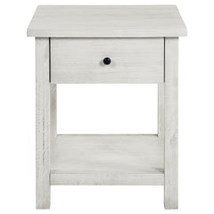 Castleton Distressed White 1-drawer Wood End Table with Shelf