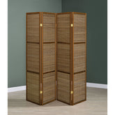 Kenabi Walnut 4-panel Room Divider Folding Screen