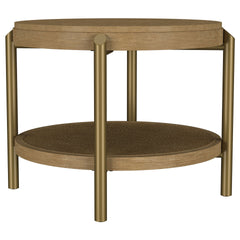Benson Sand Wash Round End Table with Storage Shelf