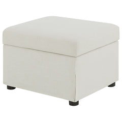 Merced Beige Upholstered Hydraulic Lift Top Storage Ottoman