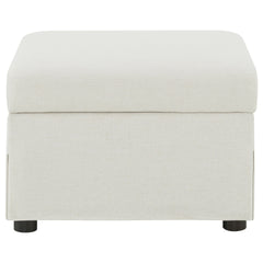 Merced Beige Upholstered Hydraulic Lift Top Storage Ottoman