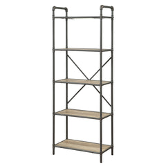 Antique Oak and Sandy Grey 5-tier Bookcase