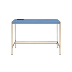 Navy Blue and Gold Writing Desk with USB Ports