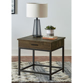 Brown Oak and Sandy Black Square End Table