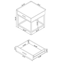 Brown Oak and Sandy Black Square End Table