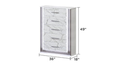 Desire Queen 5-Piece Bedroom Set – LED Upholstered Bed with Footboard Storage, Dresser, Mirror, Nightstand, and Chest in White & Marble Finish with Metallic Accents(NJ INVENTORY)
