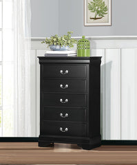 Traditional Bedroom Furniture 1pc Storage Chest of 5x Drawers Black Finish Classic Design