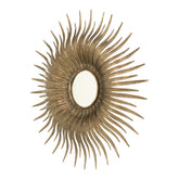28.3" in Retro Design Gold Sunburst Metal Wall Mirror Decorative Mirror for a Bedroom, Dressing Room, Hallway or Living Space.
