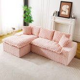 Pink Turtle Velvet Versatile Sofa: Convertible Twin-Seat with Left Chaise Lounge (Plush Reclining Lounger for Cozy Leisure), Featuring Face-to-Face Seating, Switchable Between L-Shape and Straight
