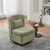 25.2 "Wide Modern Chenille Cushioned Armless Metal Base 360° Swivel Chair with Pillow, Suitable for Living Room, Family Room, Bedroom, Lounge Area, Office. Pale Green