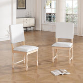 TOPMAX Vintage Traditional 2-Piece Upholstered Dining Chairs with Padded Backs, Natural