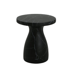 Outdoor Travertine MGO Side Table,Light Weight Concrete End Table,Black Marble Effect