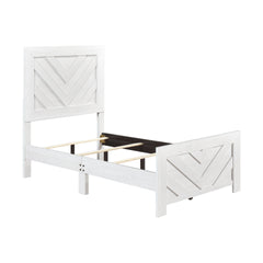 Contemporary White Finish Twin Size Panel Bed Wooden Bedroom Furniture 1pc, Bed in a Box