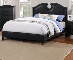 Black Faux Leather Unique Design Headboard 1pc California King Size Bed Bedroom Furniture Nailhead Upholstered Modern Bedframe