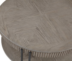 3pc Contemporary Round Coffee Table and Two End Table with Storage Shelf Black Brown Tan / Beige Finish Living Room Wooden Modern Furniture