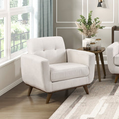 Contemporary Beige Chair Tufted Back Upholstered Cushion Seat Comfortable Solid Wood Legs Living Room Furniture 1pc