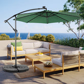 10ft Solar LED Offset Hanging Market Patio Umbrella ( Dark green )(No Base)