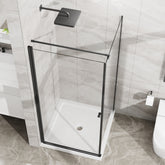 Goodyo Shower Enclosure 36 in.D x 36 in. W x 72 in. H, Corner Shower Door with White Shower Base, Pivot Opening Frameless Shower Stall with 1/4 in Clear Tempered Glass