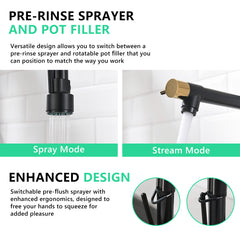 Commercial Kitchen Faucet with Pull Down Sprayer, Single Handle Single Lever Kitchen Sink Faucet