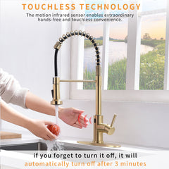 Touchless Kitchen Faucet,Hands Free Automatic Smart Kitchen Faucet Brushed Nickel Gold Smart Kitchen Faucet