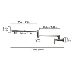 Pot Filler,Wall Mount Commercial Pot Filler Faucet,304 SS Material Kitchen Folding Faucet,Coffee Machine Faucet with Stretchable Double Joint Swing Arms,Style A,Black ened