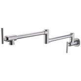 Pot Filler,Wall Mount Commercial Pot Filler Faucet,304 SS Material Kitchen Folding Faucet,Coffee Machine Faucet with Stretchable Double Joint Swing Arms,Style A,Black ened