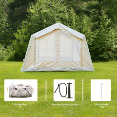 8 m ² Inflatable Tents for Camping, Blow Up Tent with Hand Pump, Easy Setup InflatableTent 4 Season Tent, Waterproof Oxford Air Glamping Tents for Camping Adult 4/6/8 Person