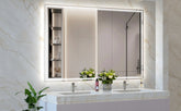 60x40 inch Oversized LED Bathroom Mirror Wall Mounted Mirror with 3 Color Modes Aluminum Frame Large Wall Mirror for Bathroom