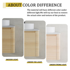 48'' Wall-Mounted Bathroom Vanity With Ceramic Art Sink, and 2-Storage Shelves, Soft-Close Door, KD-Packing, Plywood