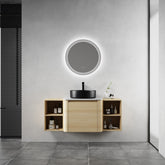 48'' Wall-Mounted Bathroom Vanity With Ceramic Art Sink, and 2-Storage Shelves, Soft-Close Door, KD-Packing, Plywood