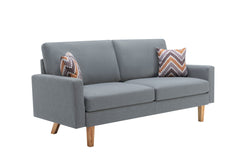 Bari 70"W Gray Linen Sofa with 2 Throw Pillows