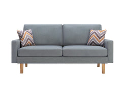 Bari 70"W Gray Linen Sofa with 2 Throw Pillows