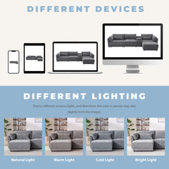 124'' L-Shaped Sectional Sofa with Multi-Functional Storage Console, Wired&Wireless Charger, Movable Ottoman, Wider&Thicker Cushion, Free Combination for Living Room&Apartment, Chenille