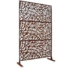 Outdoor & Indoor Privacy Screen Metal Privacy Screen 76" H×48" W, Freestanding Decorative Privacy Screen for Deck Balcony Patio, Privacy Fence Panels for Outside Lawn Garden PS102 RUSTY